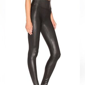 Spanx Faux Stretch-Leather Leggings Black Size Medium
